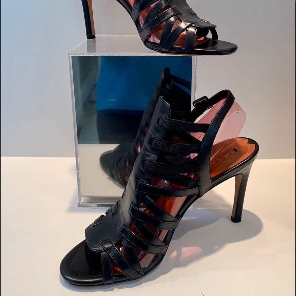 VIA SPIGA Black Leather High Heel Sandals